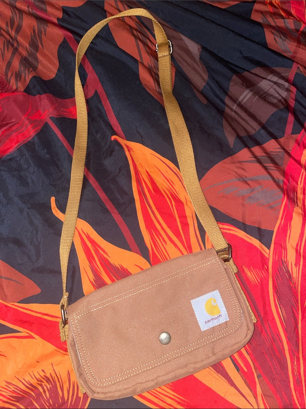 Carhartt Tan Canvas Crossbody Bag with Adjustable Strap